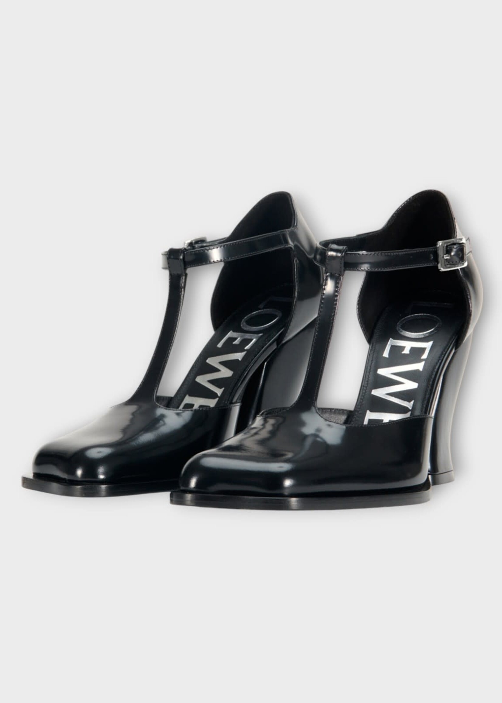 Loewe Loewe Heels, Black, Onda T-Bar Pump 90 Brushed Calf
