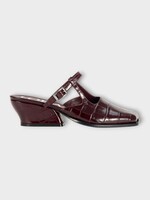 Loewe Loewe Heels, Red, Onda Mule 45 Crocodile Embossed Calfskin In Burgundy
