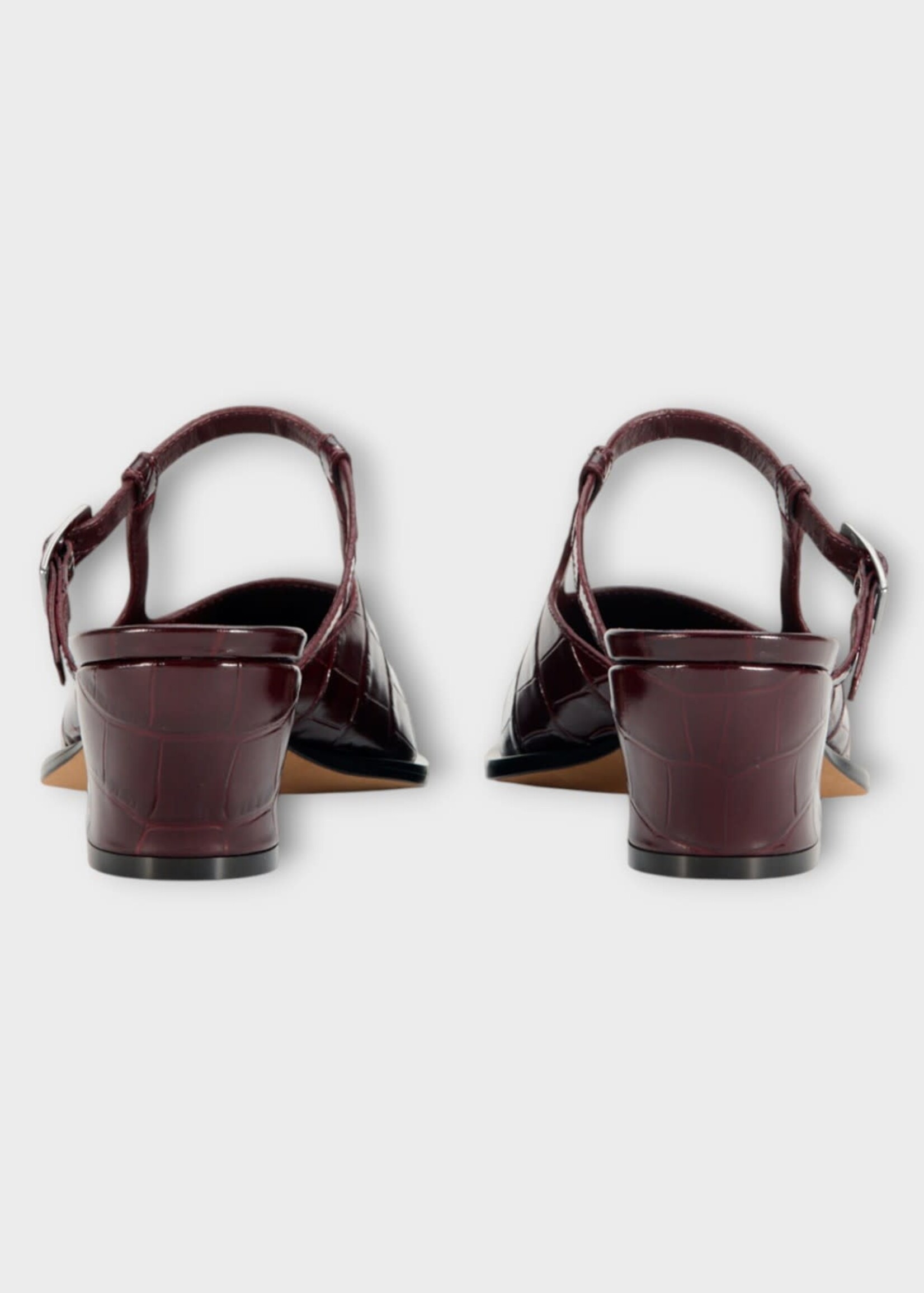 Loewe Loewe Heels, Red, Onda Mule 45 Crocodile Embossed Calfskin In Burgundy