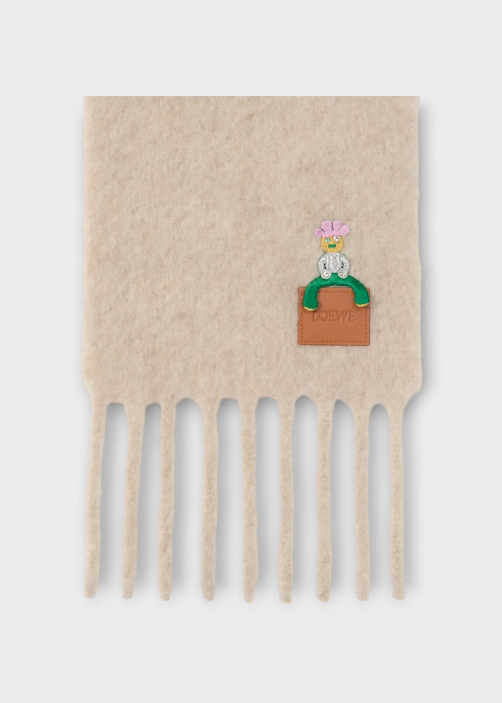 Loewe Loewe Scarf, Multi, Alpaca & Wool 23X180 Two-Tone Fringed Scarf In Light Grey & Brown