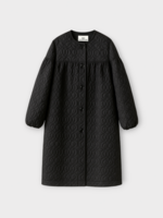 Noir Kei Ninomiya Noir Kei Ninomiya Coat, Black, Crew Neck Buttoned Quilted Long Coat