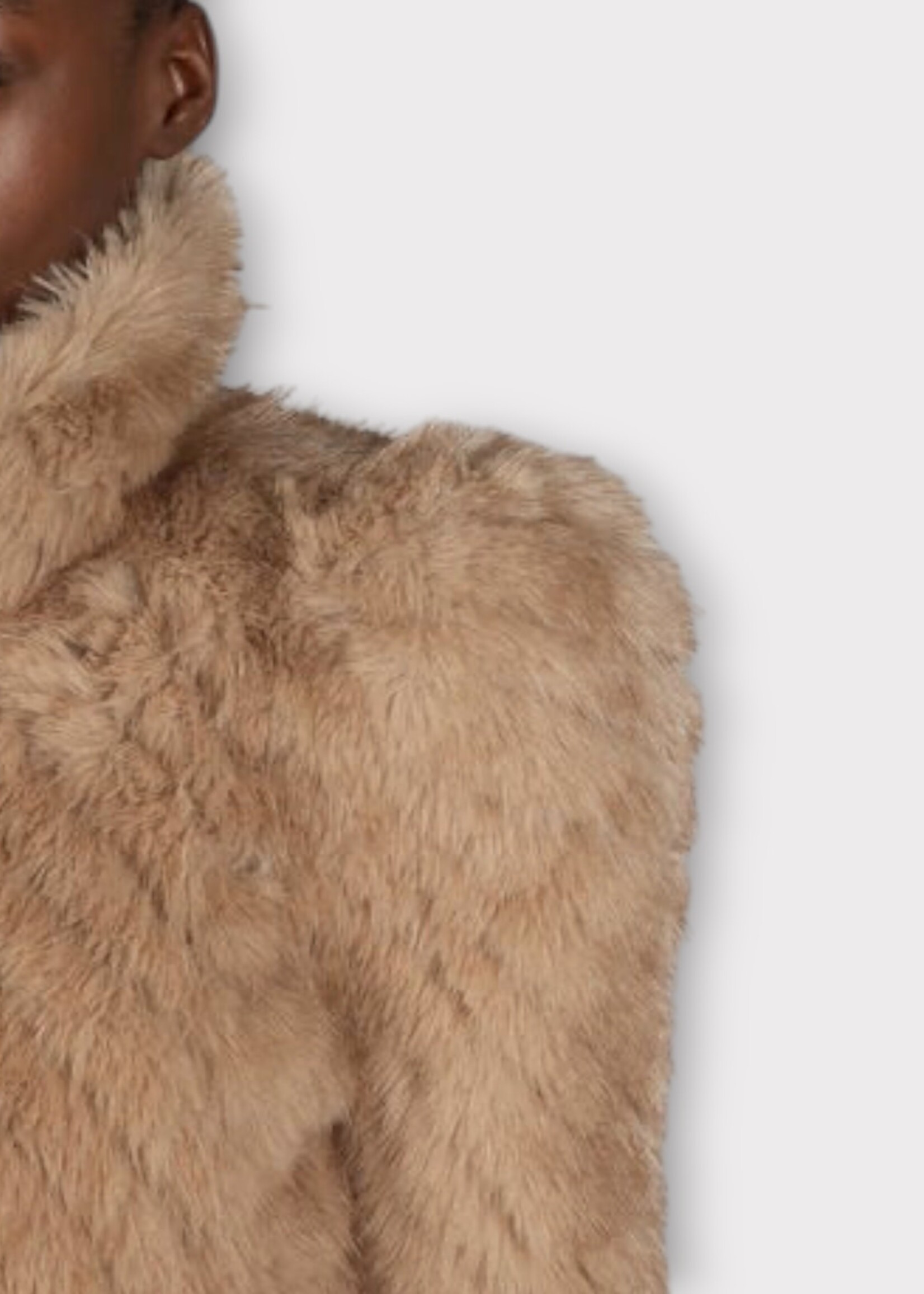 Balenciaga Balenciaga Coat, Beige, Faux Fur Collared Round Shoulder Long Coat