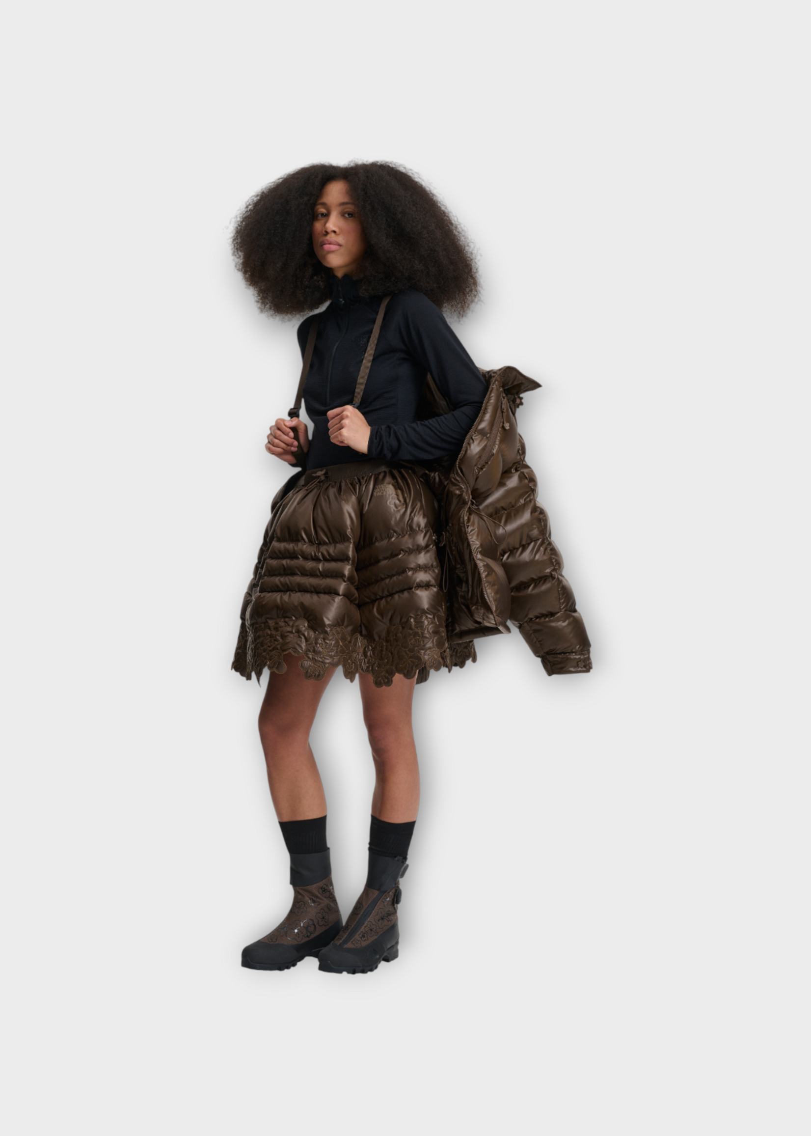 Cecilie Bahnsen Cecilie Bahnsen Jacket, Brown, Cecilie Bahnsen x North Face Puffer Megi 2008 Himalayan Jacket In Soil Brown