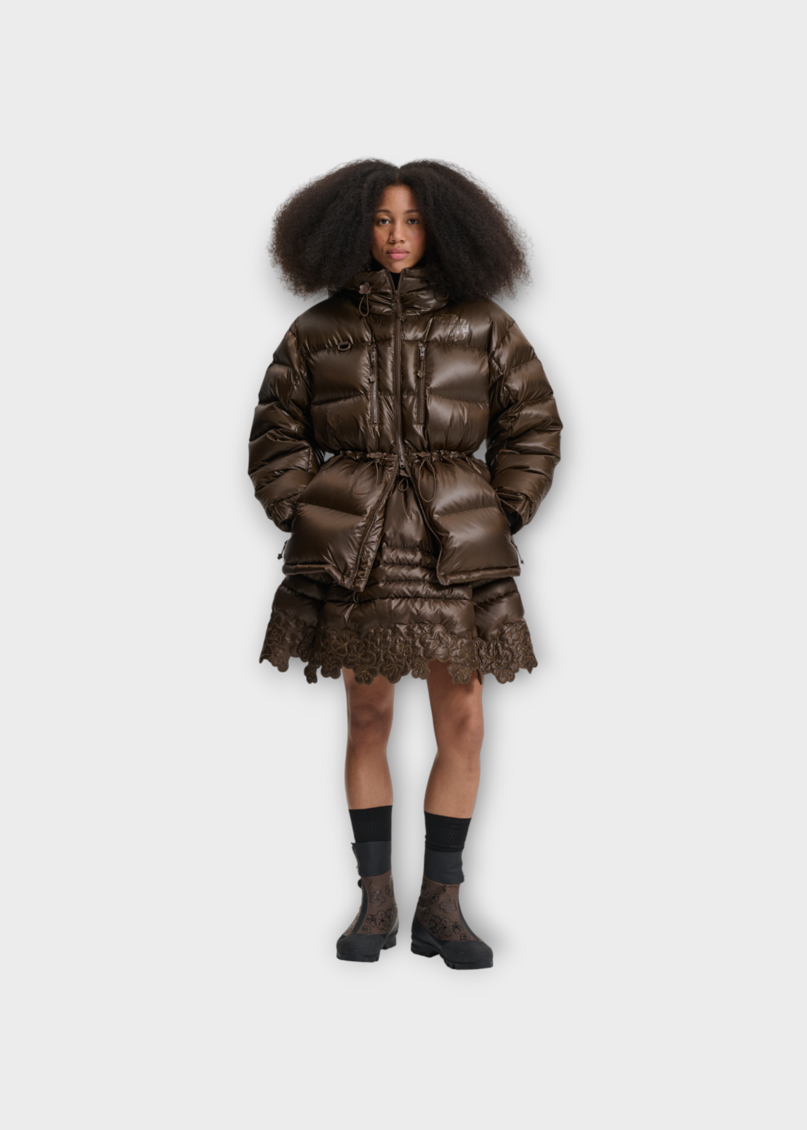 Cecilie Bahnsen Cecilie Bahnsen Jacket, Brown, Cecilie Bahnsen x North Face Puffer Megi 2008 Himalayan Jacket In Soil Brown