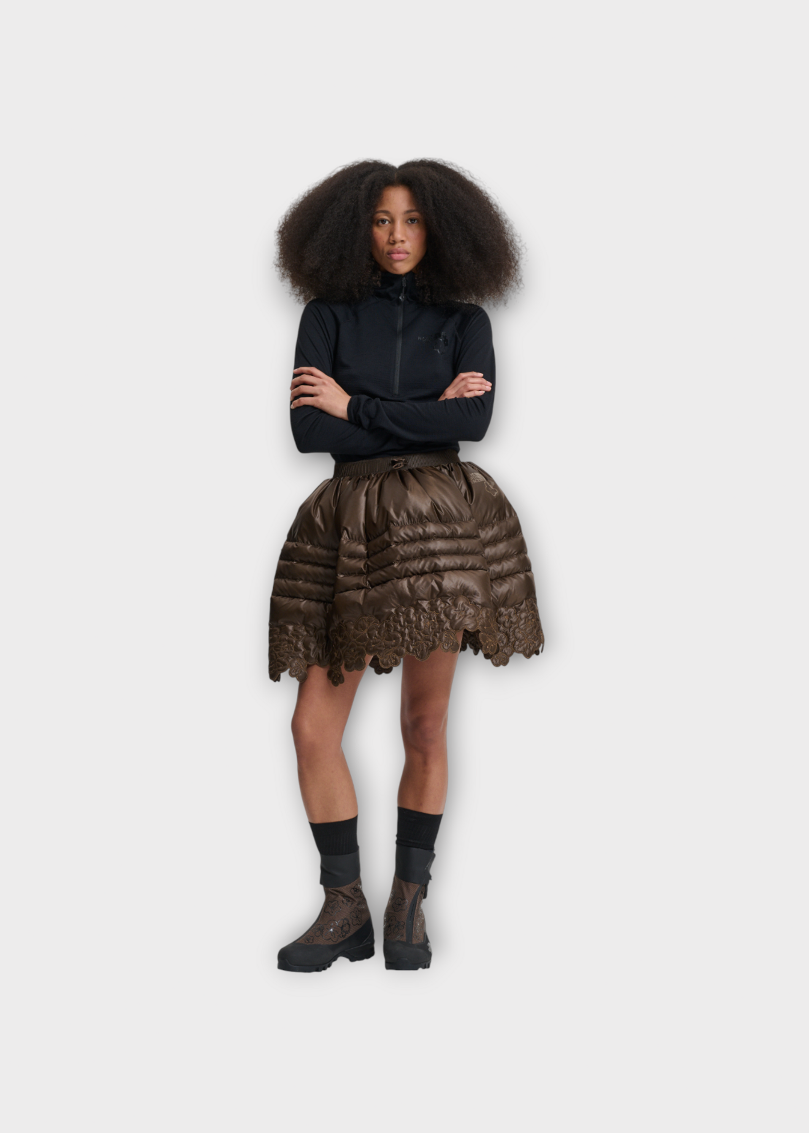 Cecilie Bahnsen Cecilie Bahnsen Skirt, Brown, Cecilie Bahnsen x North Face Elena Skirt In Soil Brown