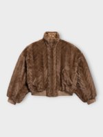 Balenciaga Balenciaga Jacket, Brown, Cable Knit Embossed Faux Fur Cropped Jacket