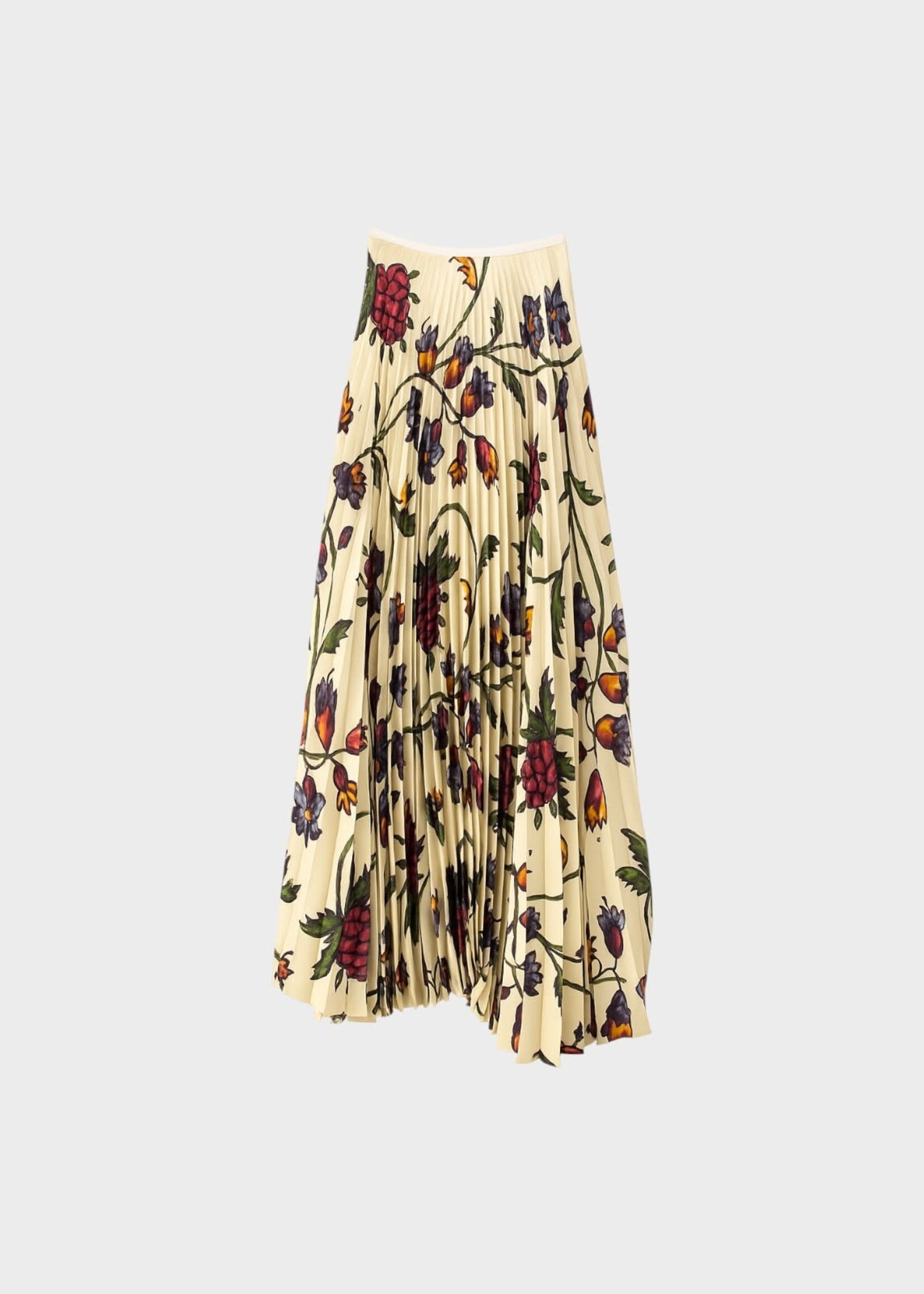 S.S.Daley S.S. Daley Skirt, Print, Kate Crepe Satin Pleated Long Skirt in White / Thorn Print