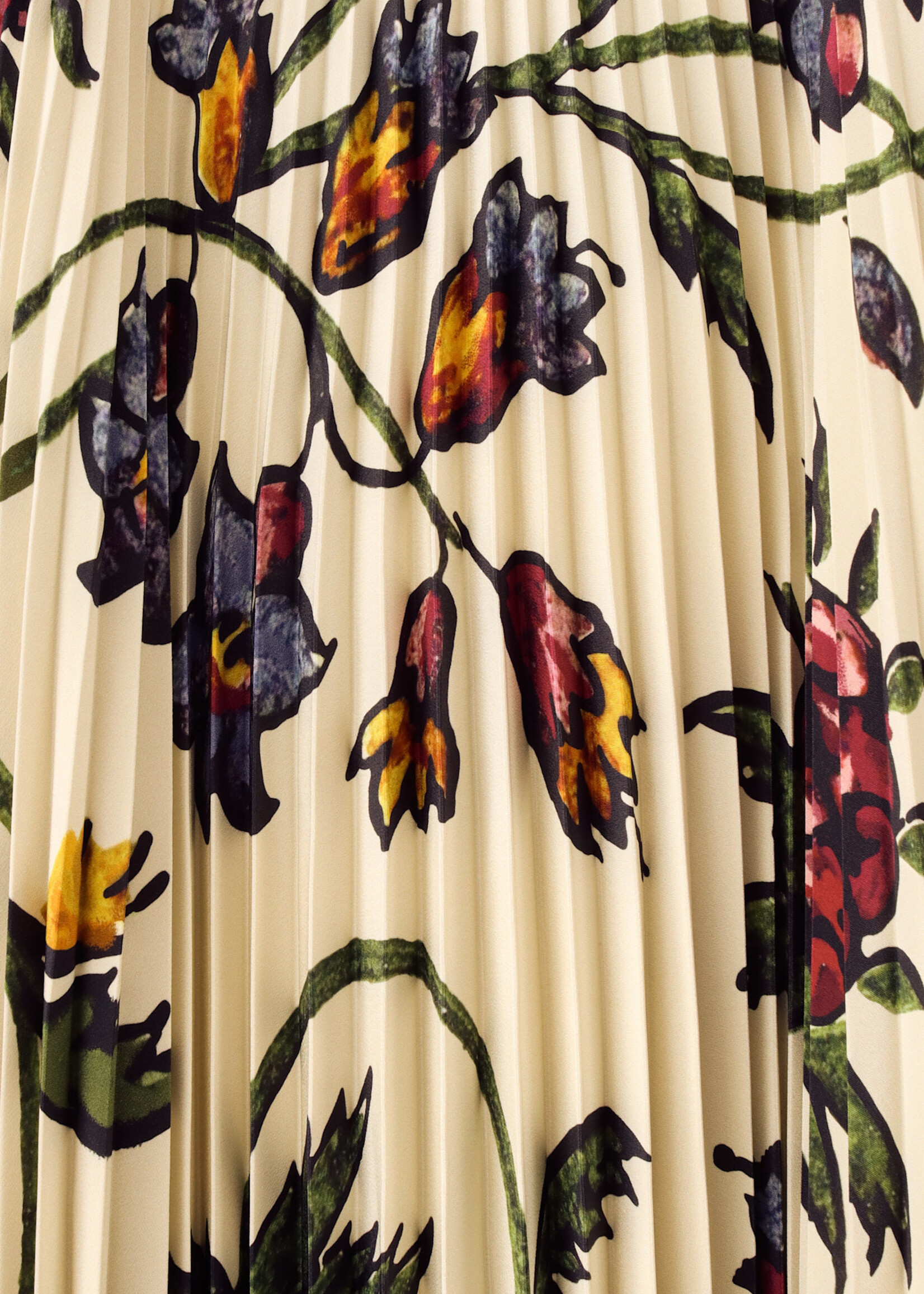 S.S.Daley S.S. Daley Skirt, Print, Kate Crepe Satin Pleated Long Skirt in White / Thorn Print