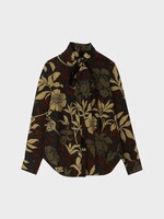 S.S.Daley S.S. Daley Shirt, Brown, Elspeth Pussy Silk Satin Shirt in Brown w/ Floral Print