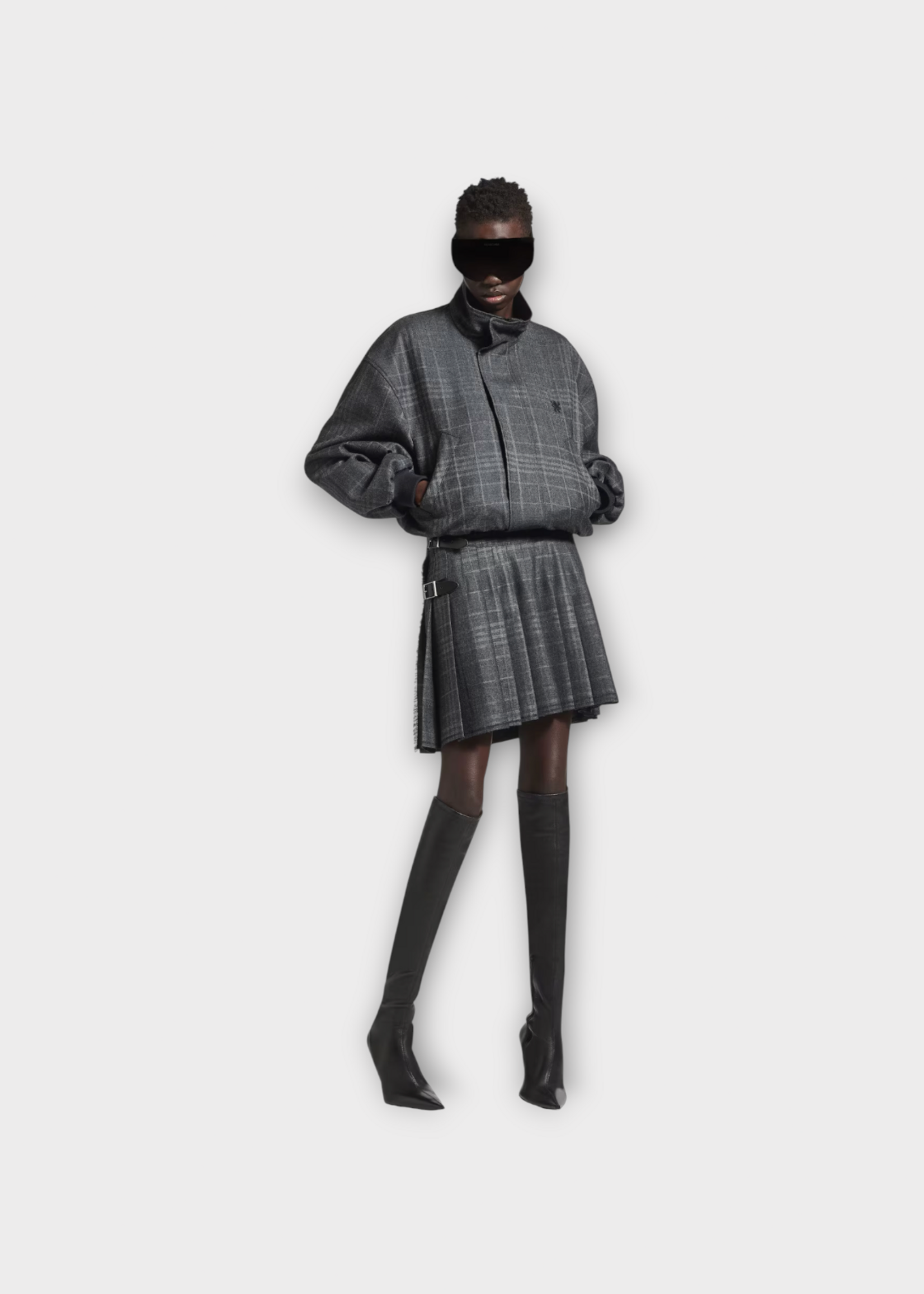 Balenciaga Balenciaga Skirt, Grey, Wool Pleated Mini Skirt