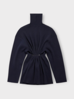 Balenciaga Balenciaga Dress, Navy, Cotton & Wool Draped Knit Pinched Mini Dress #39