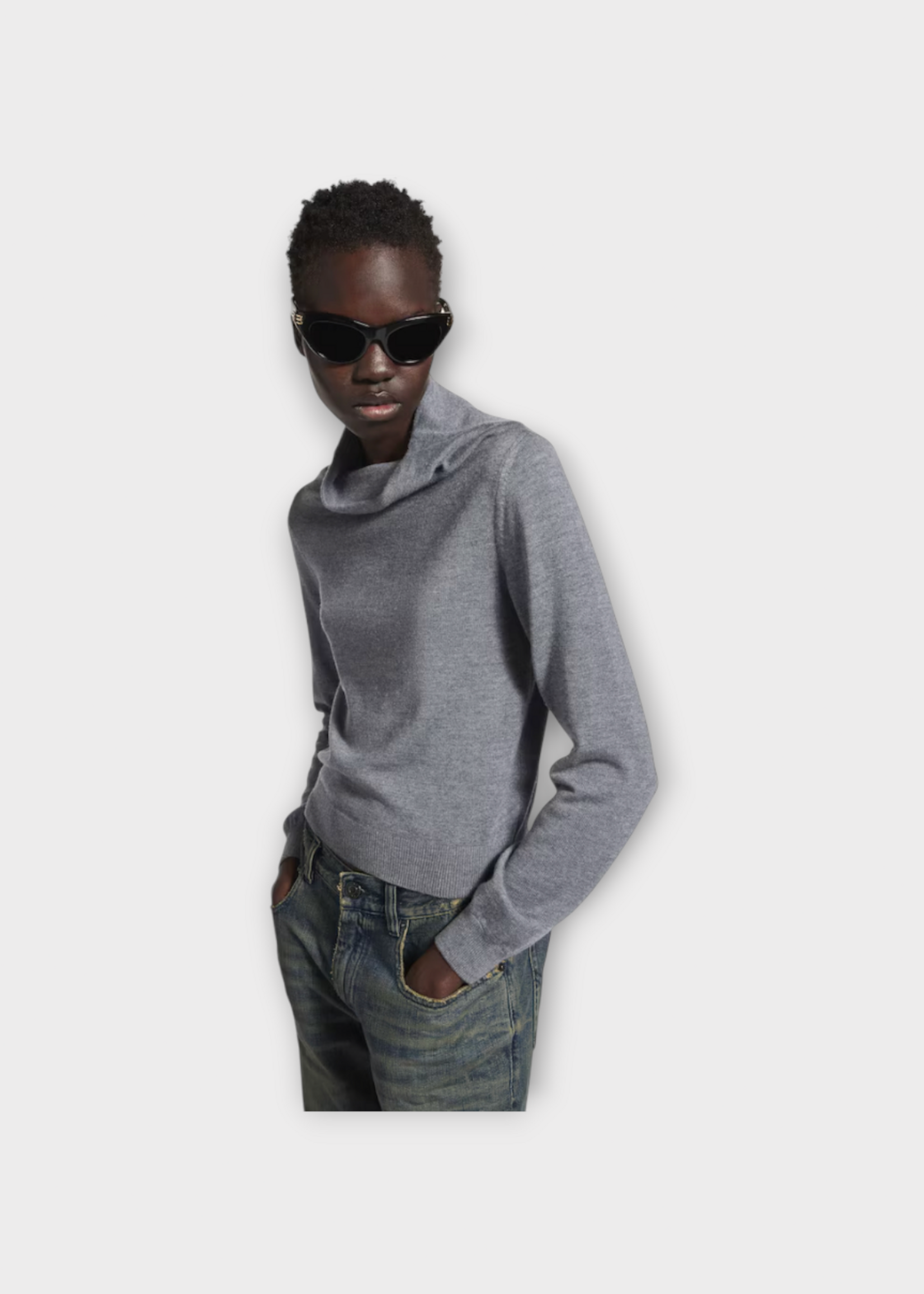 Balenciaga Balenciaga Sweater, Grey, Wool High Neck Knitwear In Heather Grey