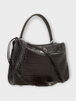 Balenciaga Balenciaga Bag, Brown, Calf Leather Crocodile Embossed Mini Rodeo Bag In Ebony & Black