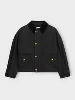 Celine Celine Jacket, Black, Corduroy Collar Button Up Waxed Cotton Jacket
