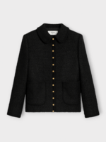 Celine Celine Jacket, Black, Cashmere Round Collar Button Up Tweed Jacket