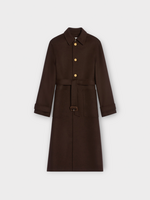 Celine Celine Coat, Brown, Cashmere Collared Button Up Belted Coat