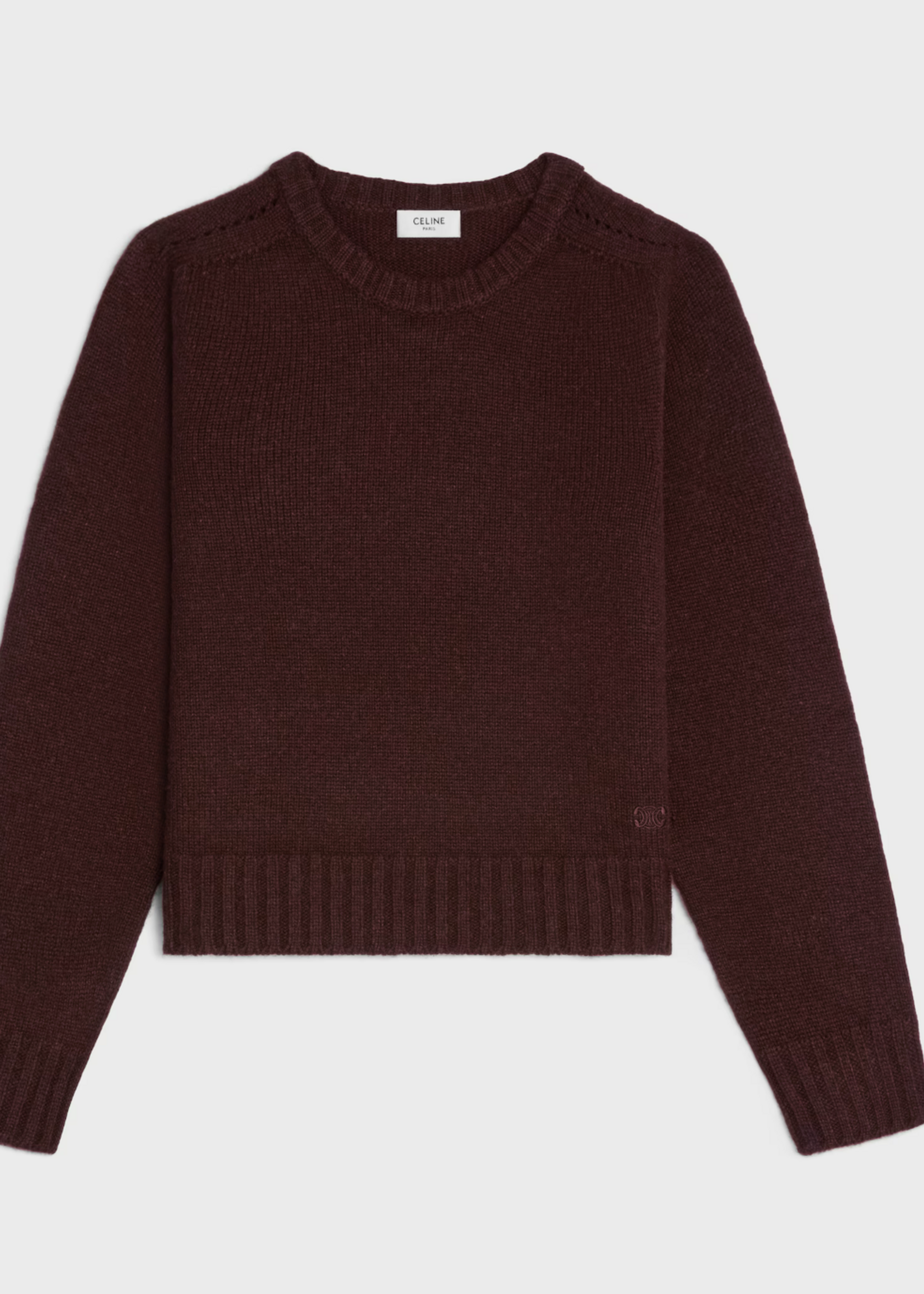 Celine Celine Sweater, Brown, Cashmere Crew Neck Cropped Knitwear