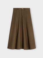Celine Celine Skirt, Brown, Cotton A-Line Skirt In Military Brown