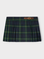 Celine Celine Skirt, Multi, Wool Kilt Mini Tartan Skirt w/ Pleats