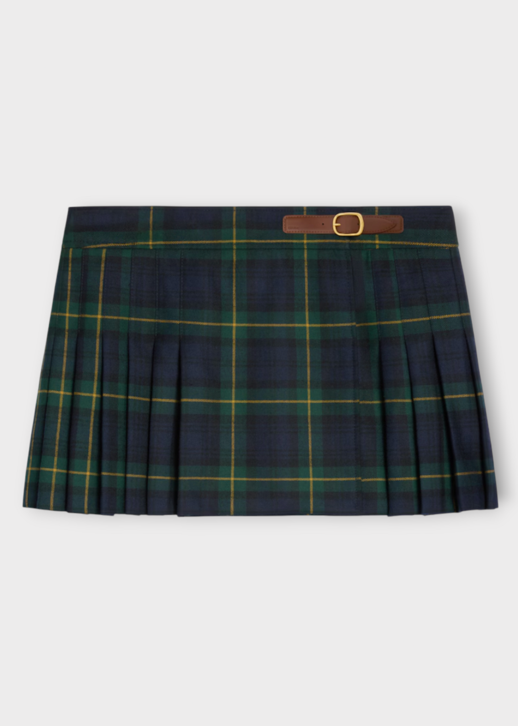 Celine Celine Skirt, Multi, Wool Kilt Mini Tartan Skirt w/ Pleats