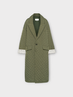 Maison Margiela Maison Margiela Coat, Green, Relaxed Fit Quilted Coat In Military Green w/ Rolled Up Sleeves