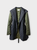 Maison Margiela Maison Margiela Jacket, Multi, Layered Quilted Blazer Jacket In Dark Grey Melange & Military Green