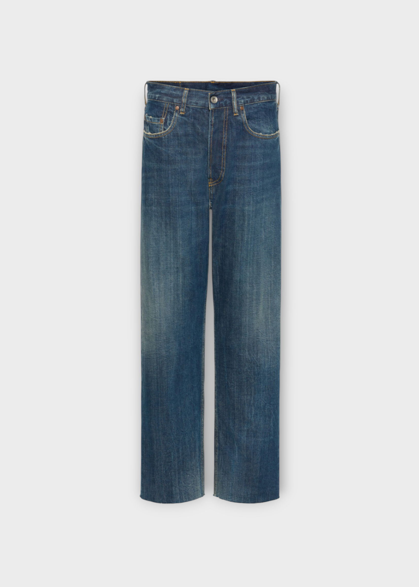 Maison Margiela Maison Margiela Jeans, Blue, Cotton Mid Rise Straight Leg Denim Pants In Blue Wash