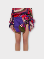 Pucci Pucci Skirt, Print, Cotton Belted Mini Skirt In Multicolour w/ Orchidee Print