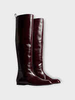 Khaite Khaite Boots, Red, Colt Glazed Leather Knee High Boots In Bordeaux