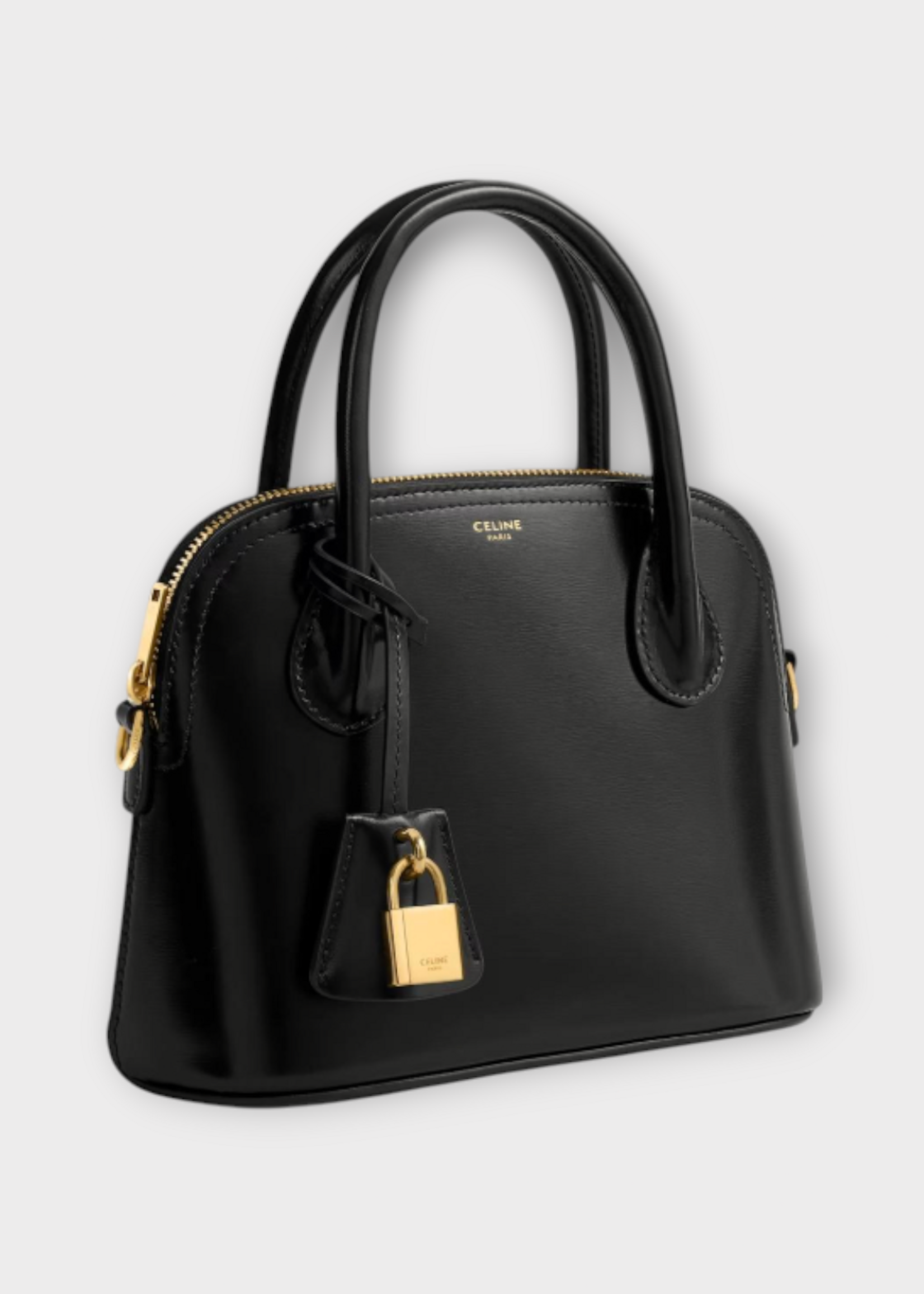 Celine Celine Bag, Black, Calf Leather Teen Honorine Top Handle Bag w/ Zip Closure