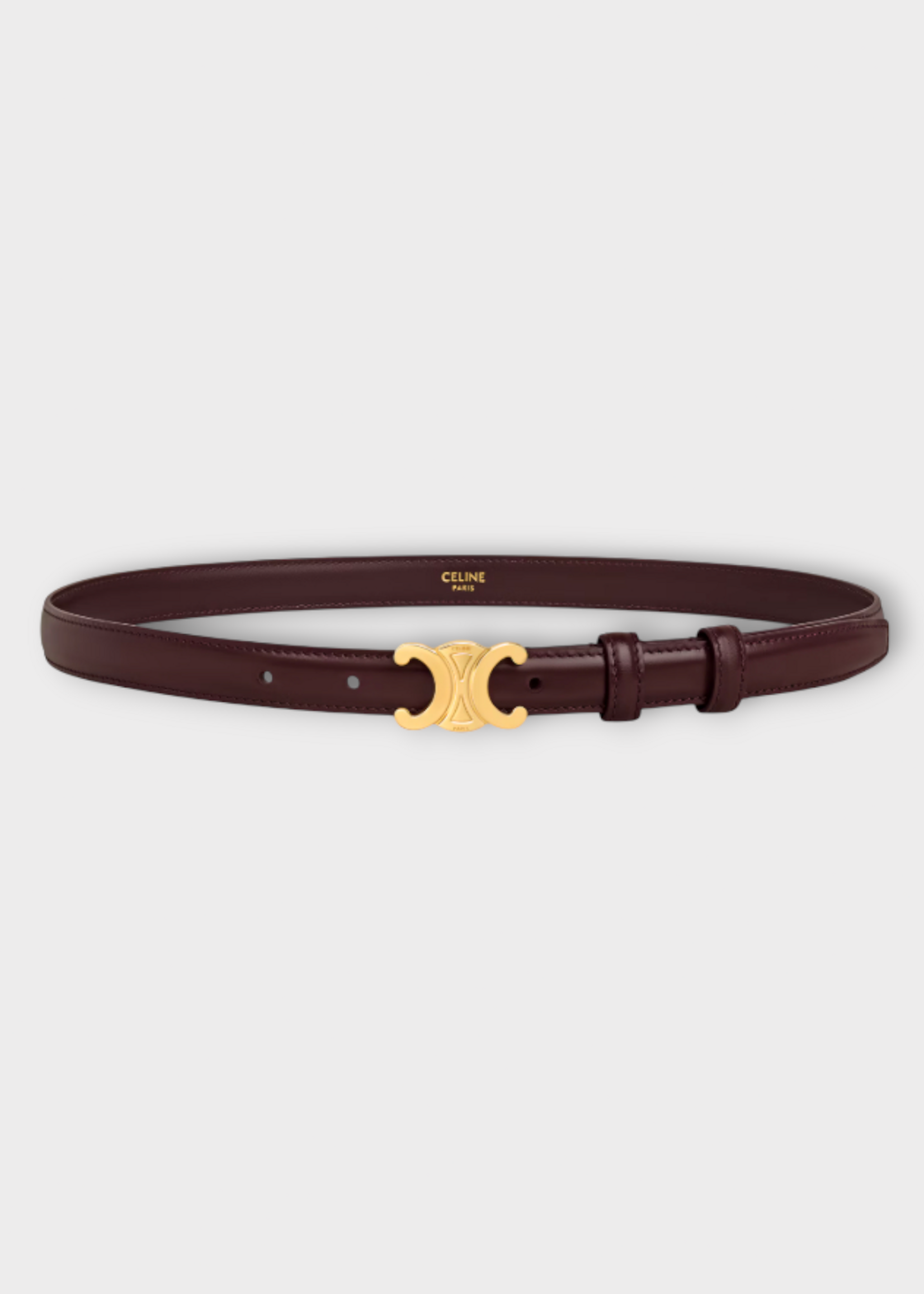 Celine Celine Belt, Red, Taurillon Leather Triomphe Buckle Belt In Deep Burgundy