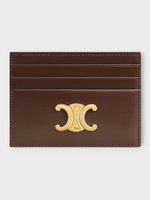 Celine Celine Wallet, Brown, Shiny Calf Leather Triomphe Card Holder In Chesnut