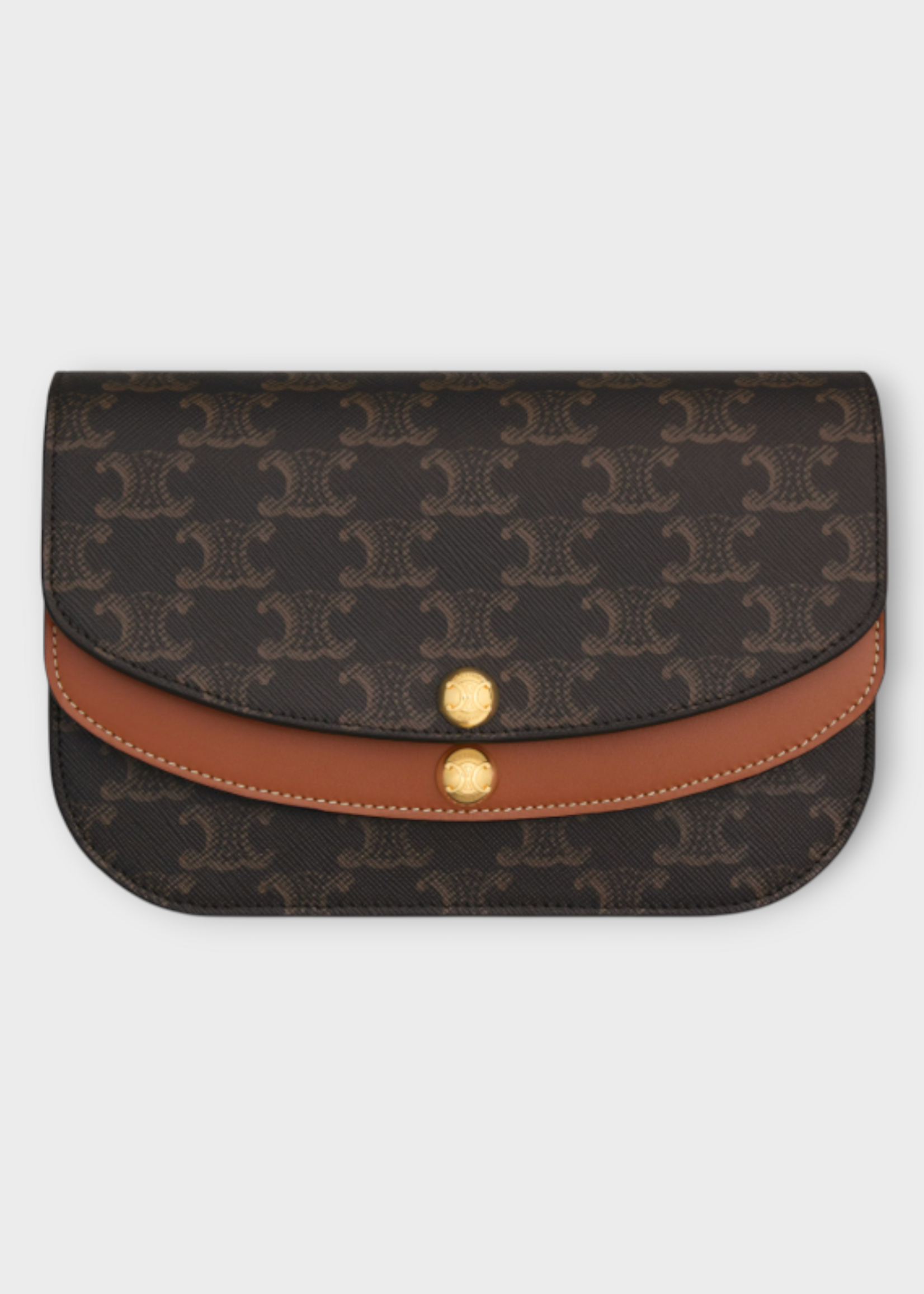 Celine Celine Wallet, Multi, Triomphe Canvas & Calfskin Duo Wallet On Strap