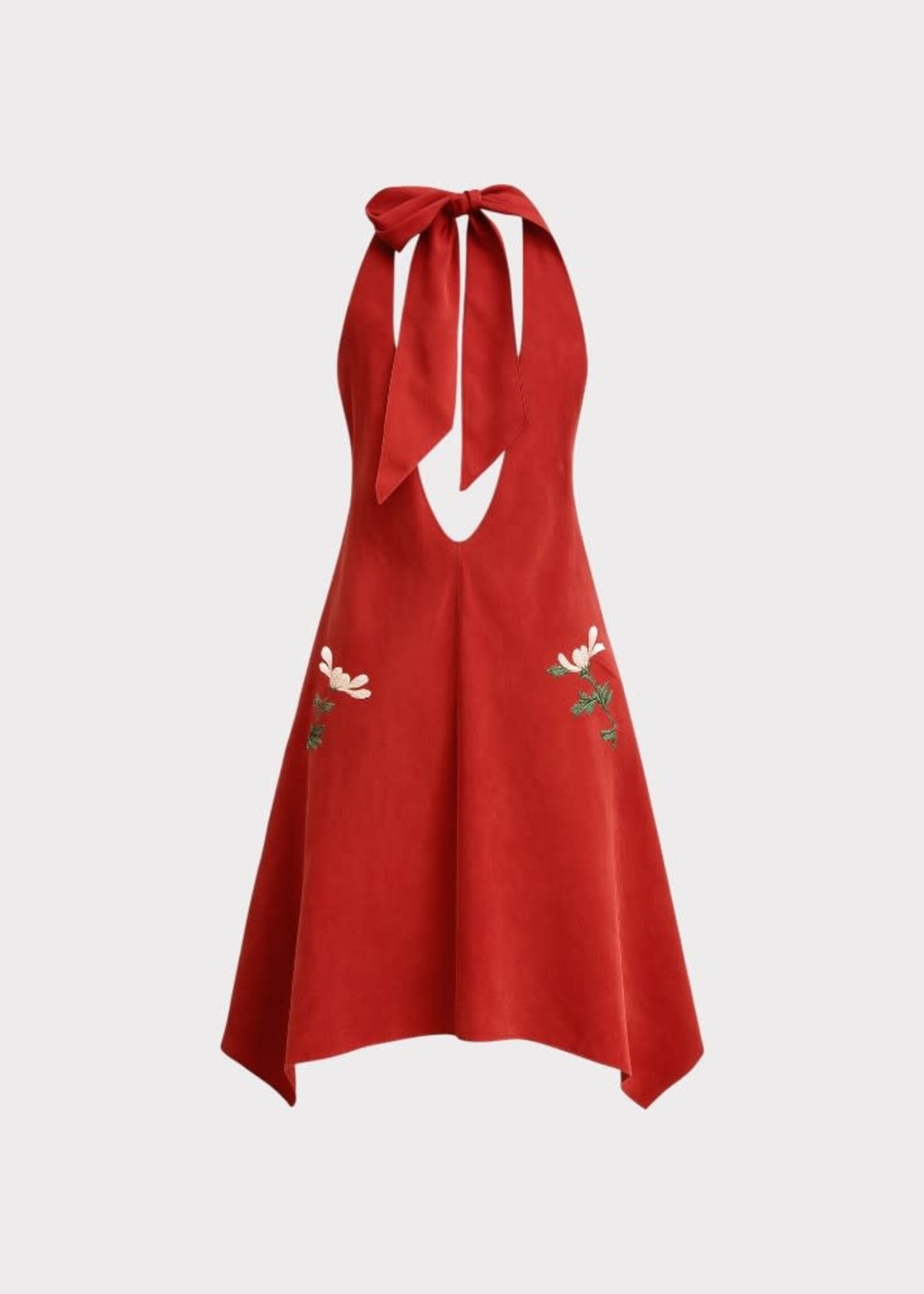 Conner Ives Conner Ives Dress, Red, Silk Demi Couture Embroidered Halter Dress In Rust