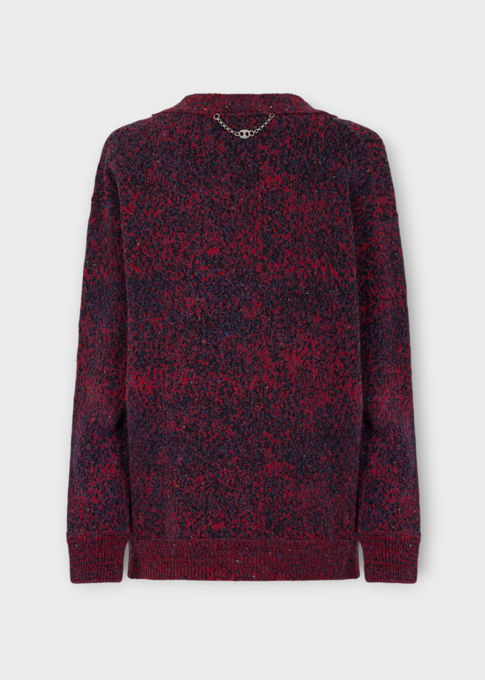 Rabanne Rabanne Knitwear, Red, Cotton Oversized V-Neck Cardigan In Tweed Red
