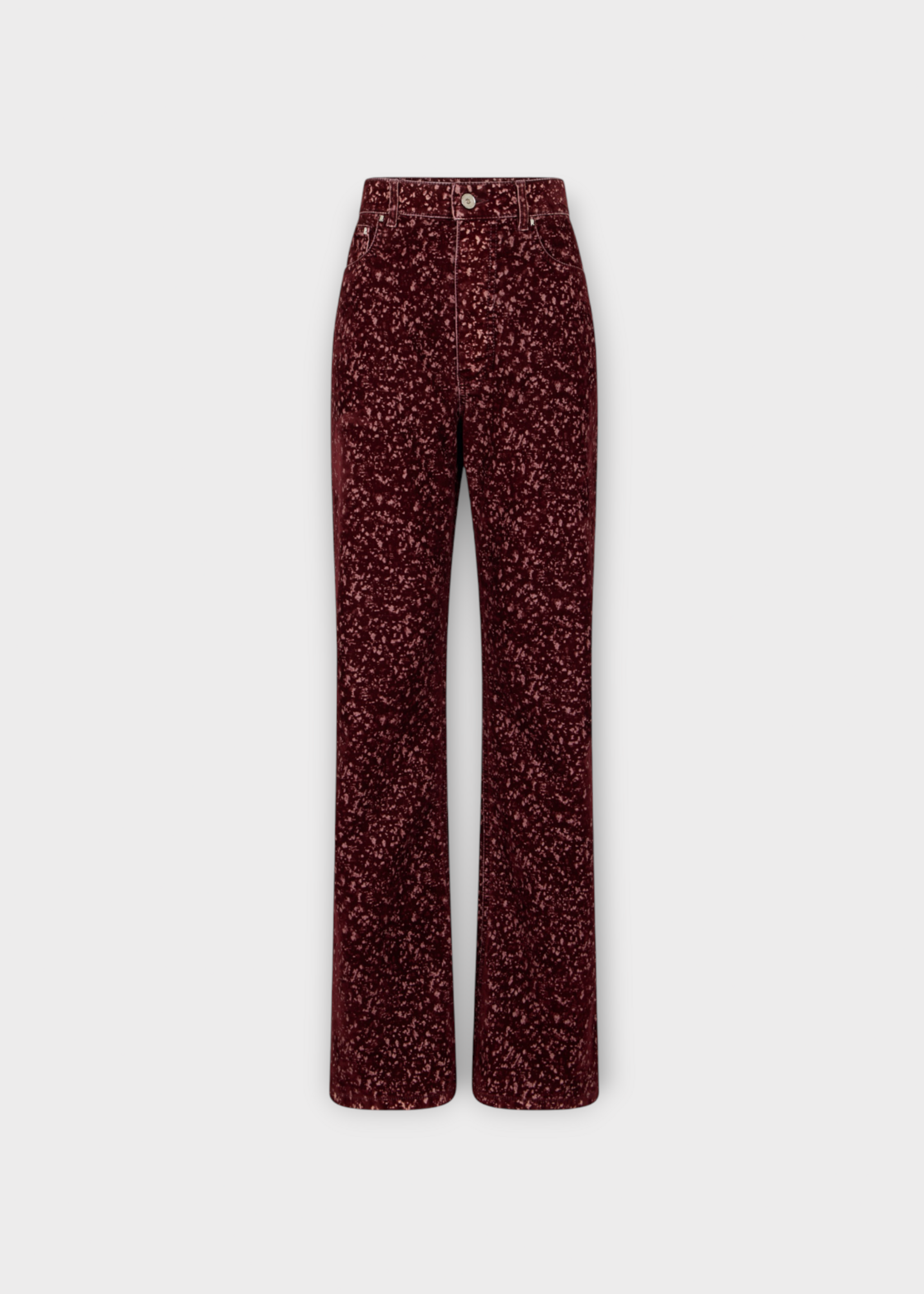 Rabanne Rabanne Trousers, Red, Velvet Baggy Straight Leg Pants In Burgundy Laser