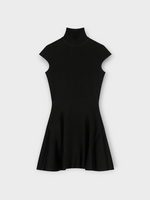 Givenchy Givenchy Dress, Black, Turtle Neck Short Sleeve Knitted Flared Skirt Dress