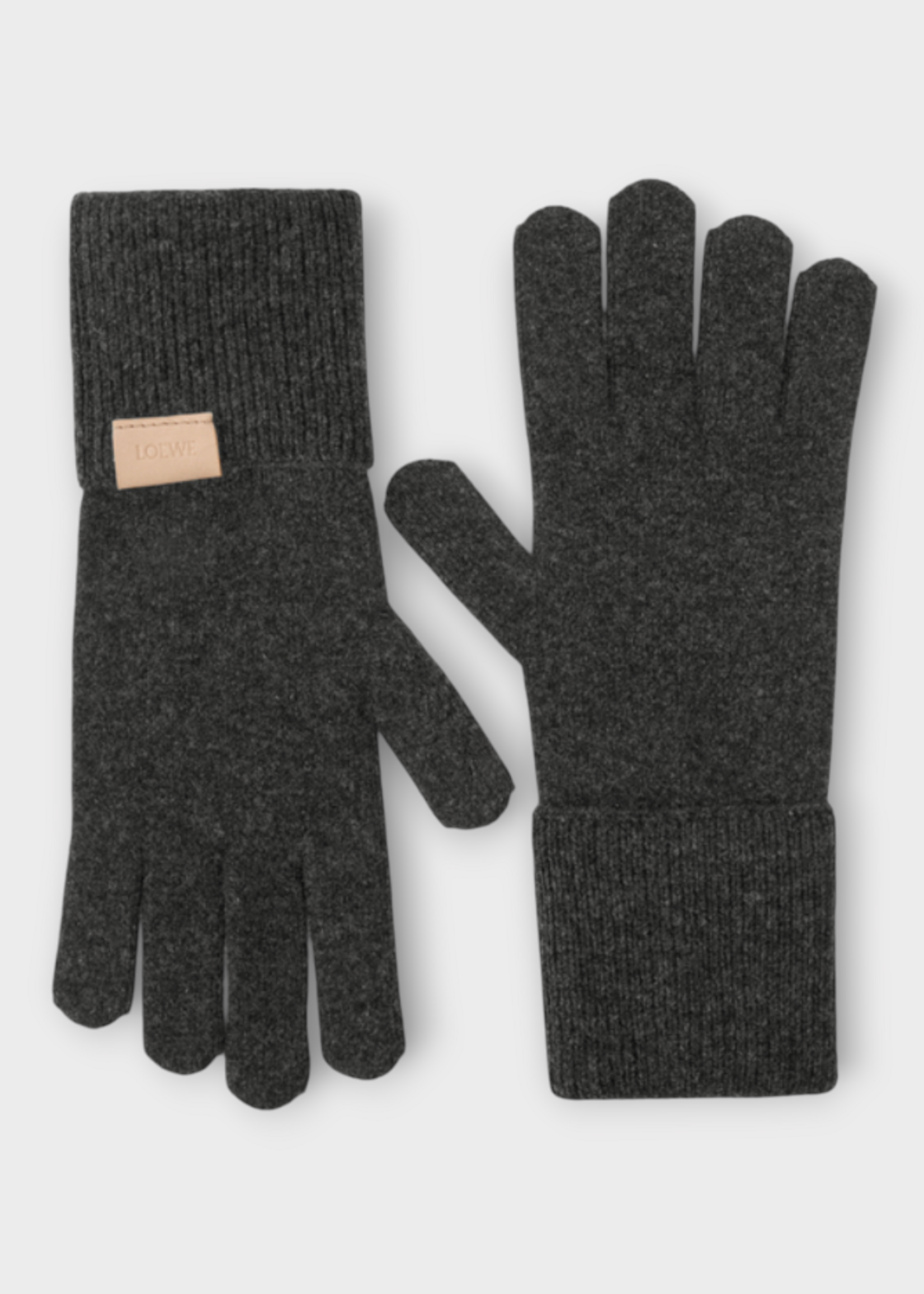 Loewe Loewe Gloves, Black, Cashmere Gloves In Black w/ Leather Logo Patch