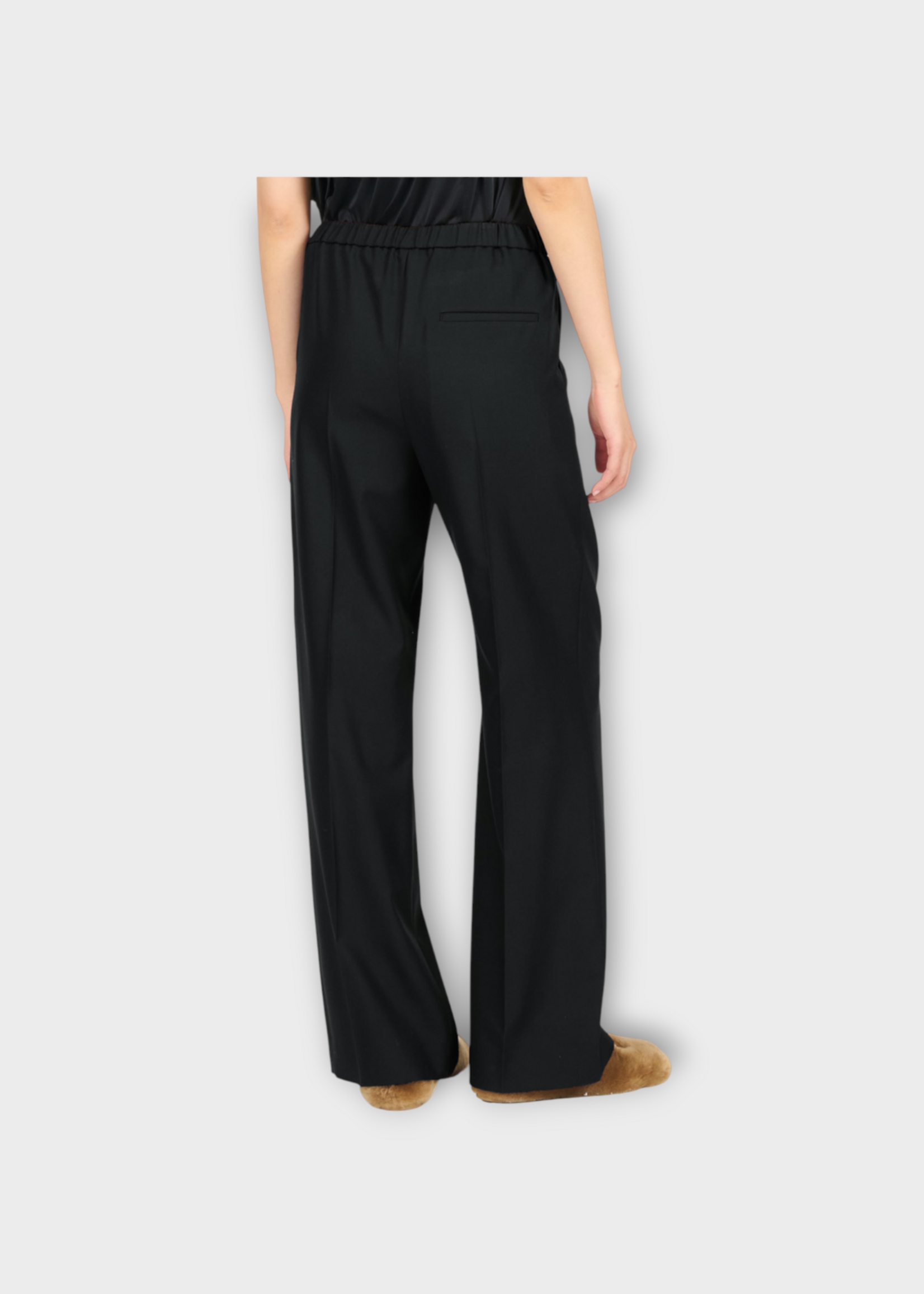 Loewe Loewe Trousers, Black, Wool Straight Leg Pleated Pants In Black