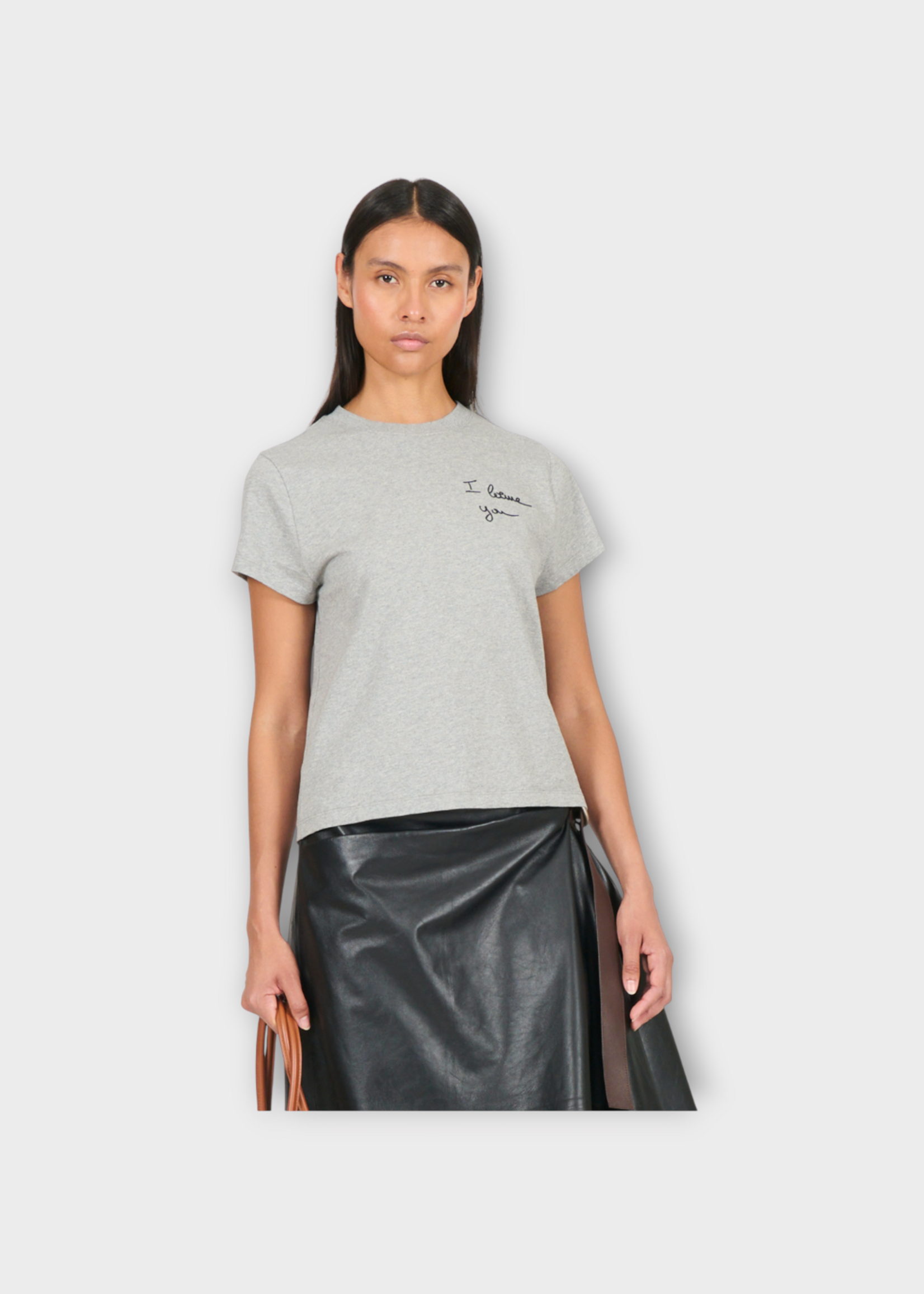 Loewe Loewe T-Shirt, Grey, Regular Fit Cotton Crew Neck Embroidered T-Shirt In Grey Melange