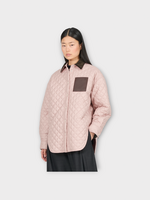 Loewe Loewe Jacket, Pink, Oversize Padded Collared Overshirt In Light Pink w/ Leather Patch Pocket