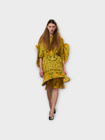 Marie Adam-Leenaerdt Marie Adam-Leenaerdt Dress, Print, Tablecloth Dress 3 Crew Neck In Yellow w/ Circle Print #21