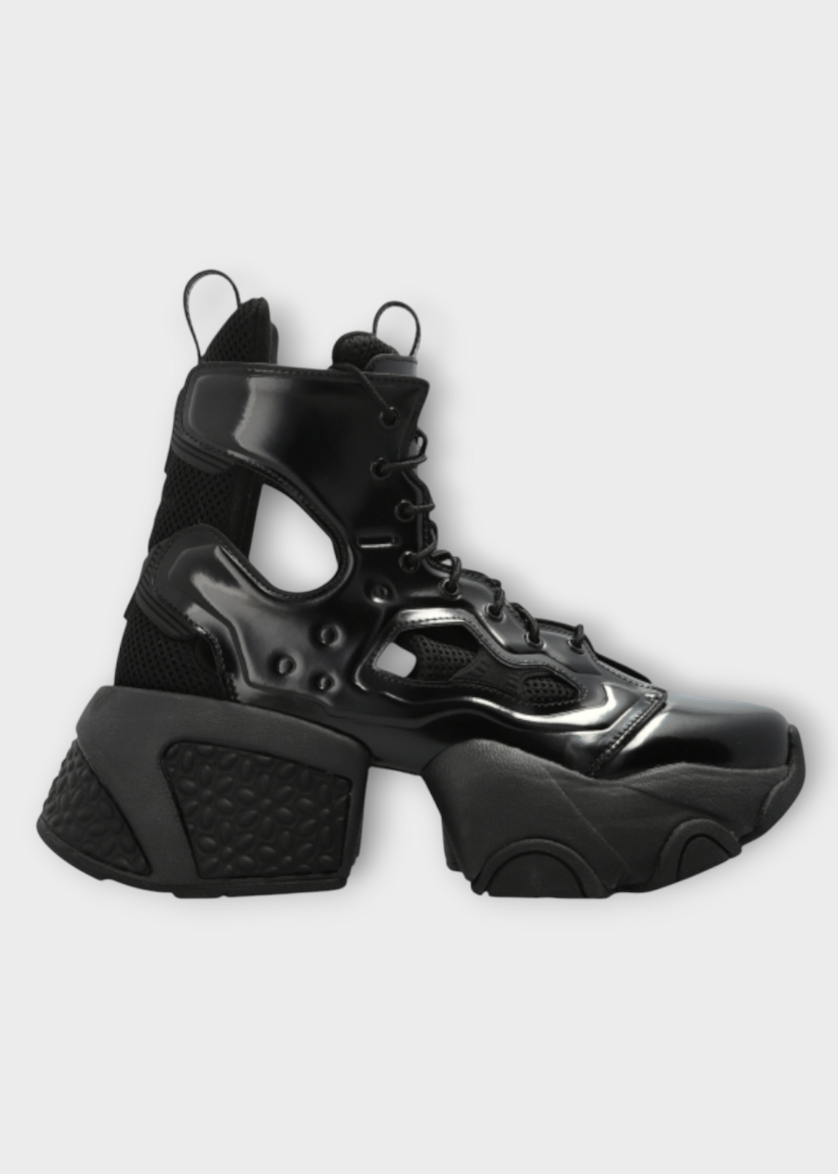 Noir Kei Ninomiya Noir Kei Ninomiya Boots, Black, Noir x Reebok Fury Lace-up Boots in Black w/ Cut-Outs