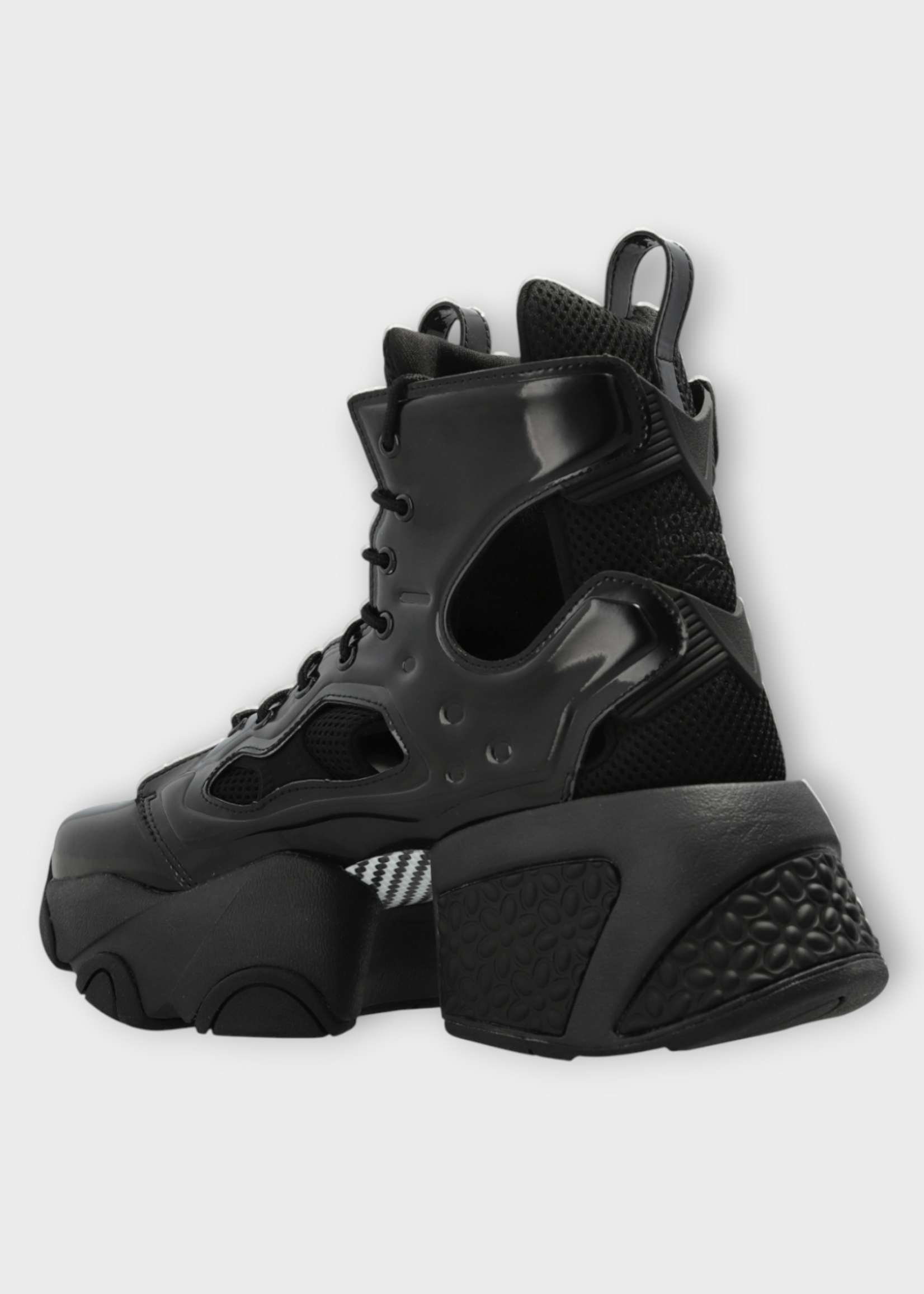 Noir Kei Ninomiya Noir Kei Ninomiya Boots, Black, Noir x Reebok Fury Lace-up Boots in Black w/ Cut-Outs