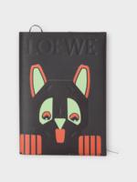 Loewe Loewe Accessory, Black, Louis Wain Leather Notebook In Black w/ Embossed Animal