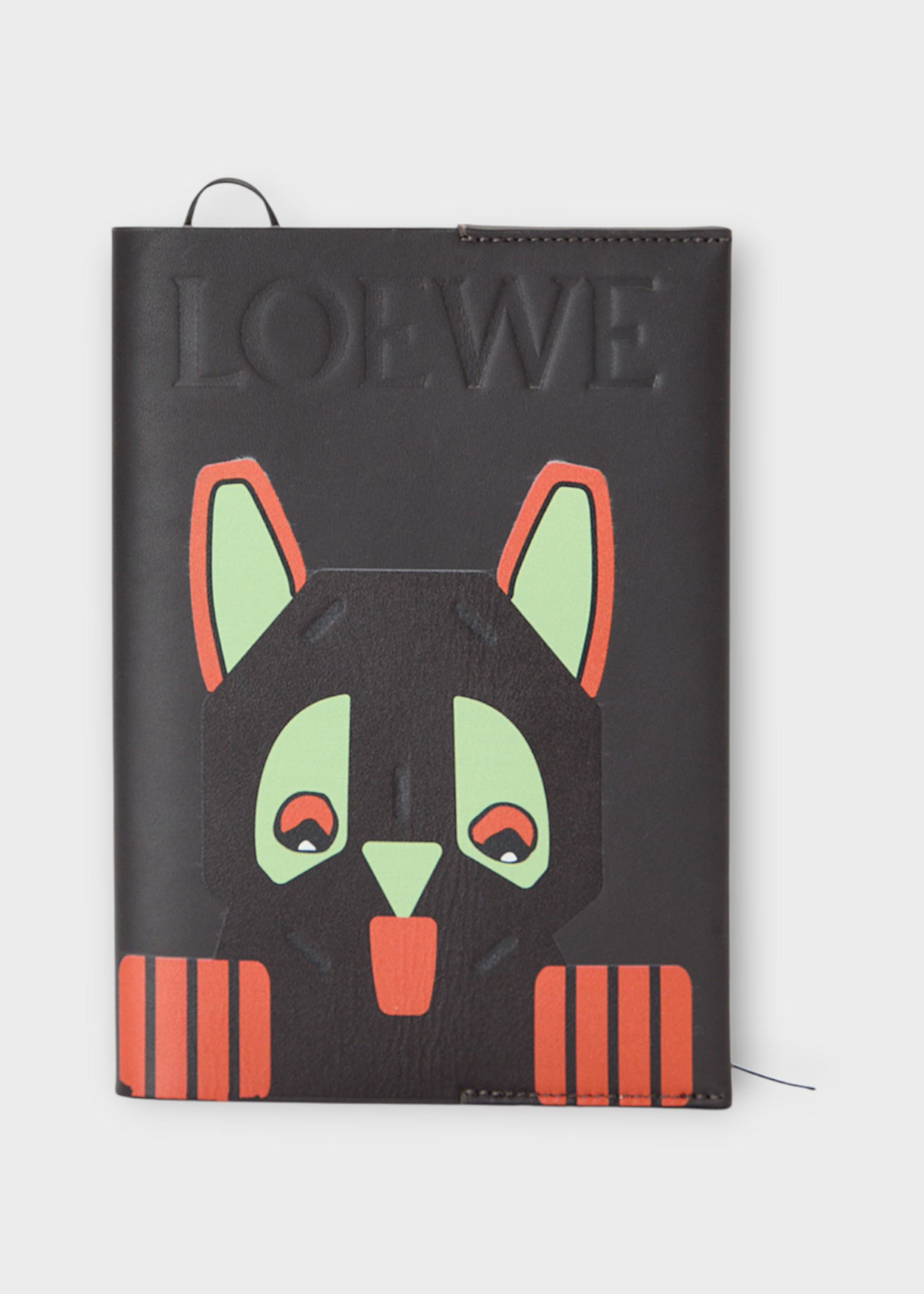 Loewe Loewe Accessory, Black, Louis Wain Leather Notebook In Black w/ Embossed Animal