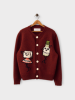 S.S.Daley S.S.Daley Knitwear, Red, Sugar & Spice Lambswool Crew Neck Cardigan in Maroon #26