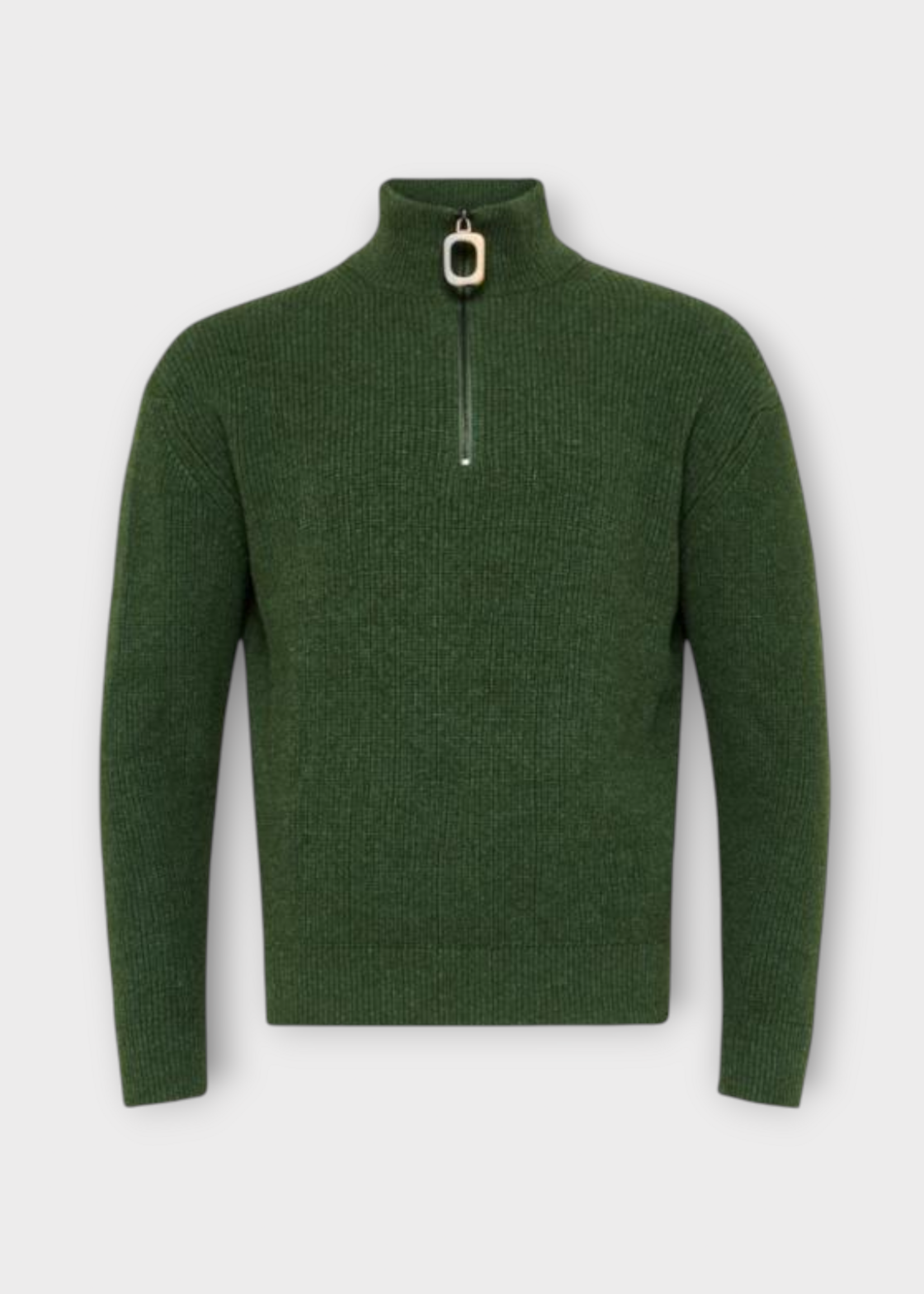 J.W. Anderson J.W. Anderson Knitwear, Green, Cotton & Wool Mix Half Zip Jumper In Pine