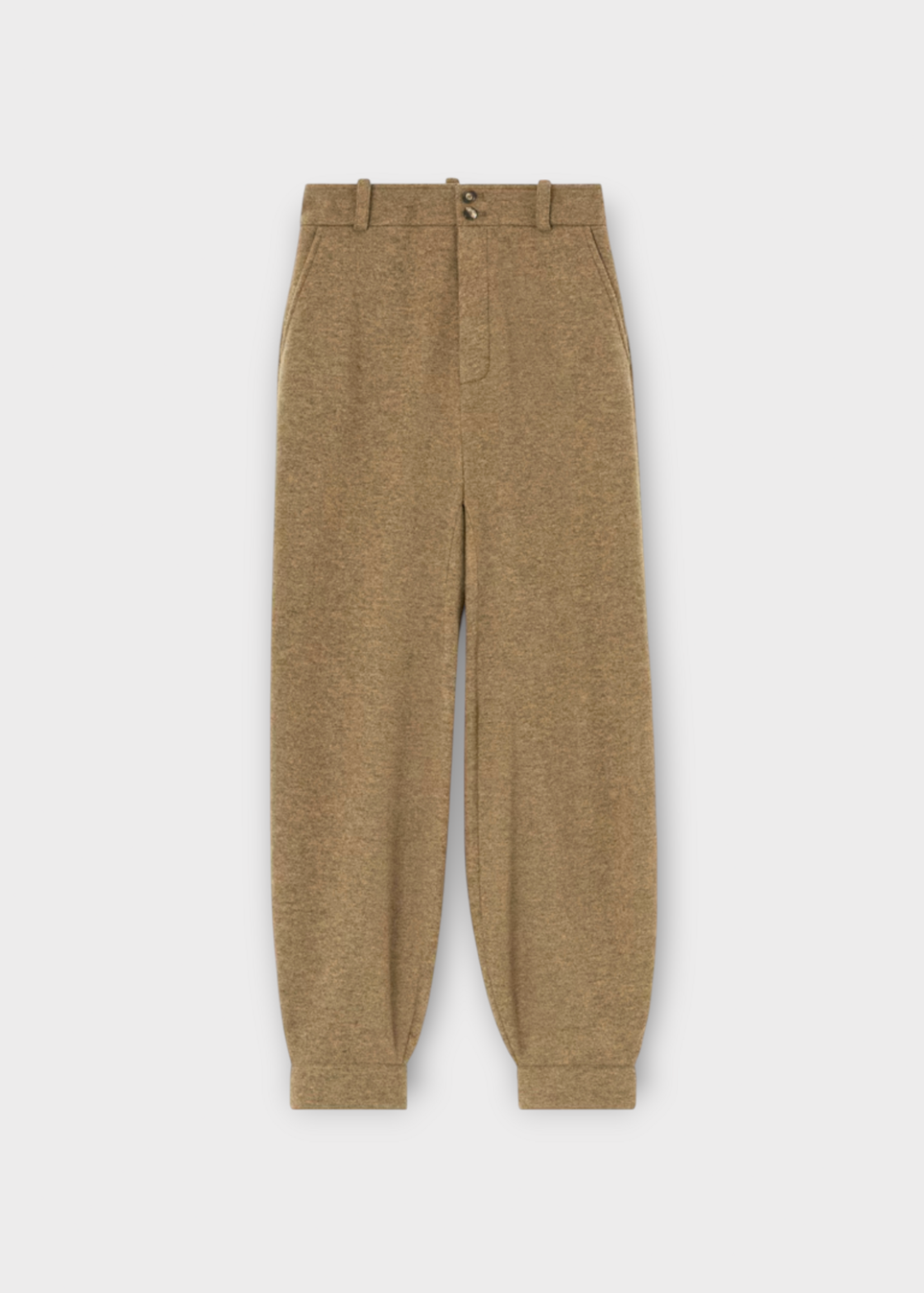 Loro Piana Loro Piana Trousers, Brown, Rio Bodro Cashmere Mix Oversized Pants In Wood Grain Melange W/ Ribbed Cuffs