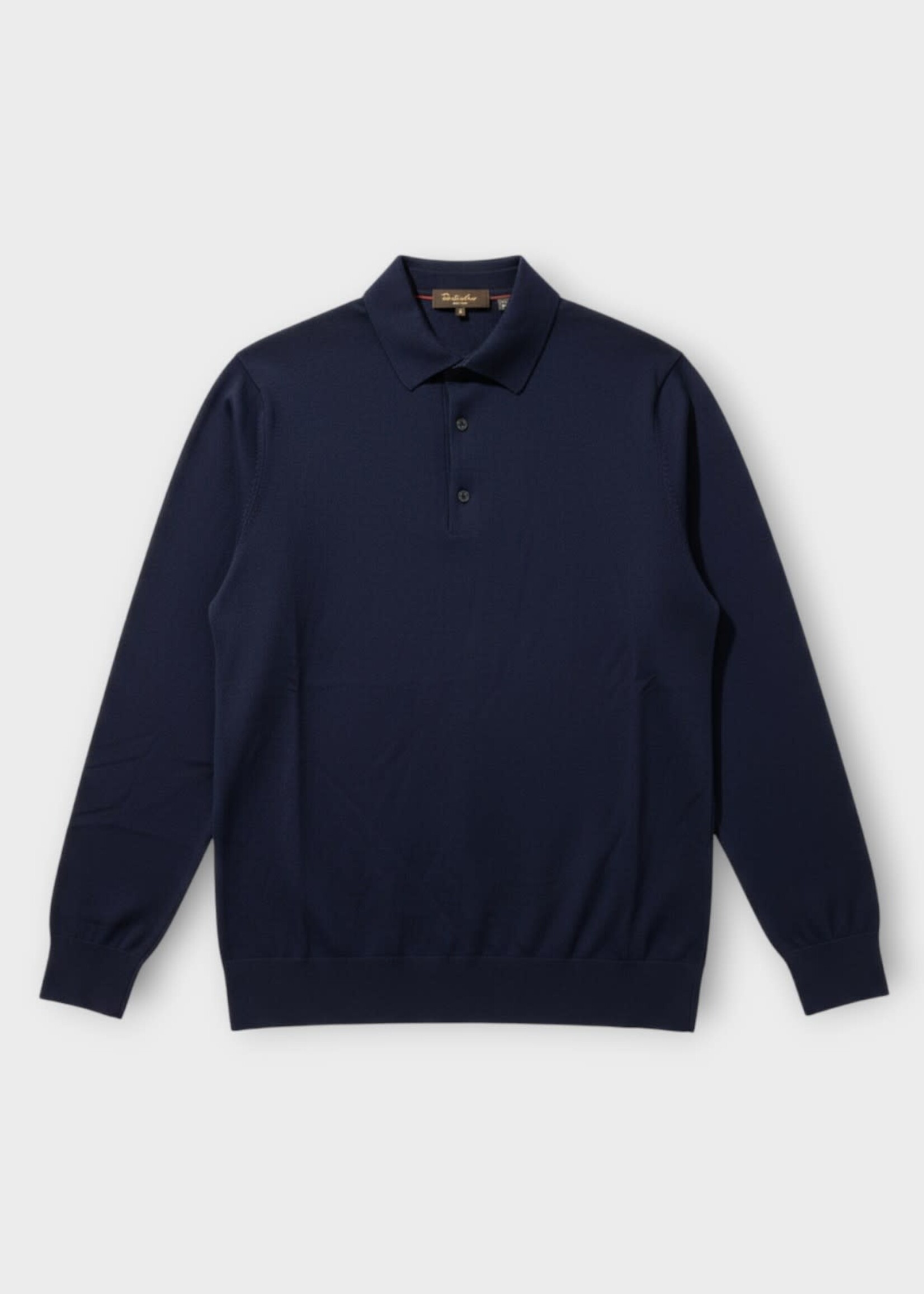 Loro Piana Loro Piana Knitwear, Blue, Virgin Wool Collared Long Sleeve Polo In Blue Lagoon